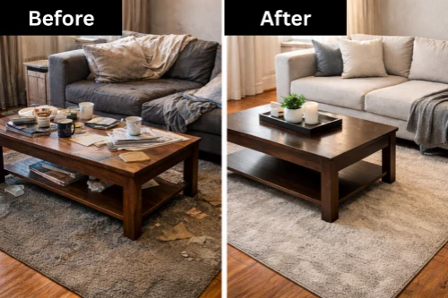 living room before after